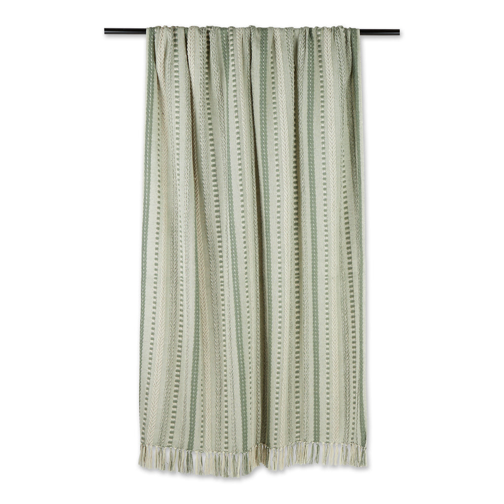 Artichoke Green Braided Stripe Throw Blanket