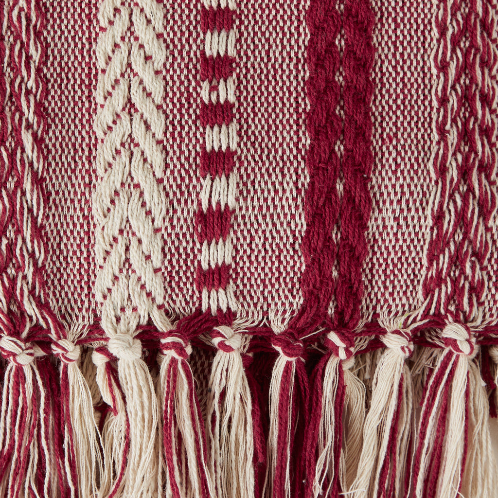 Barn Red Braided Stripe Throw Blanket