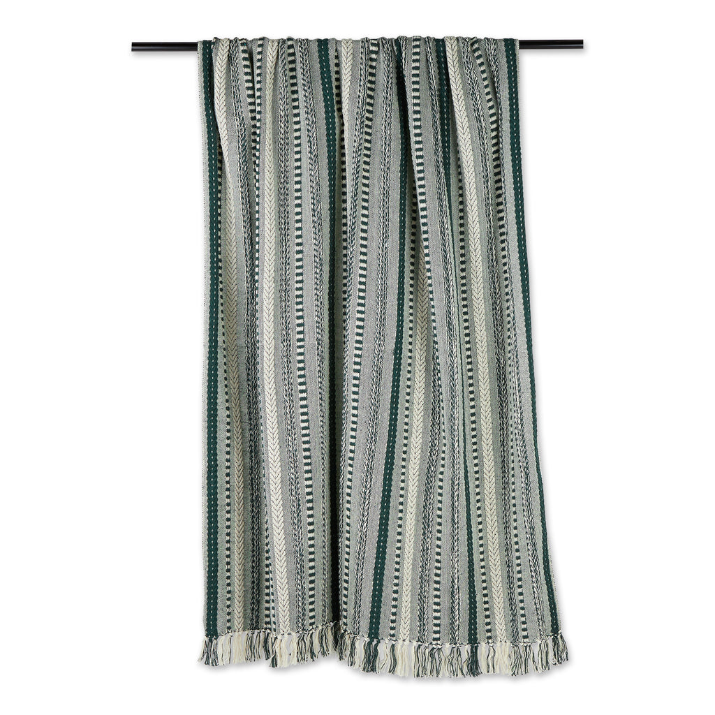 Dark Green Braided Stripe Throw Blankets