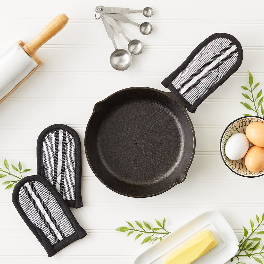 Black Chef Stripe Pan Handle Set of 3