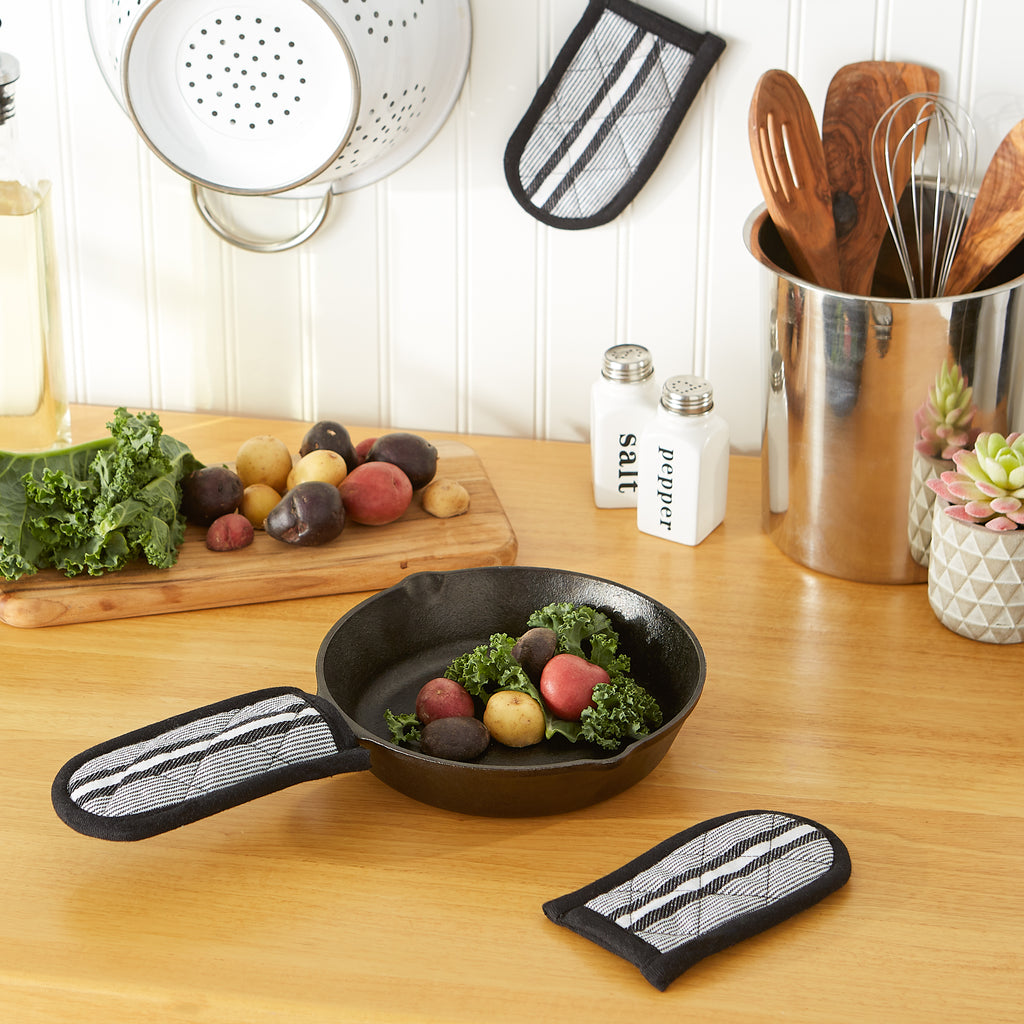 Black Chef Stripe Pan Handle Set of 3