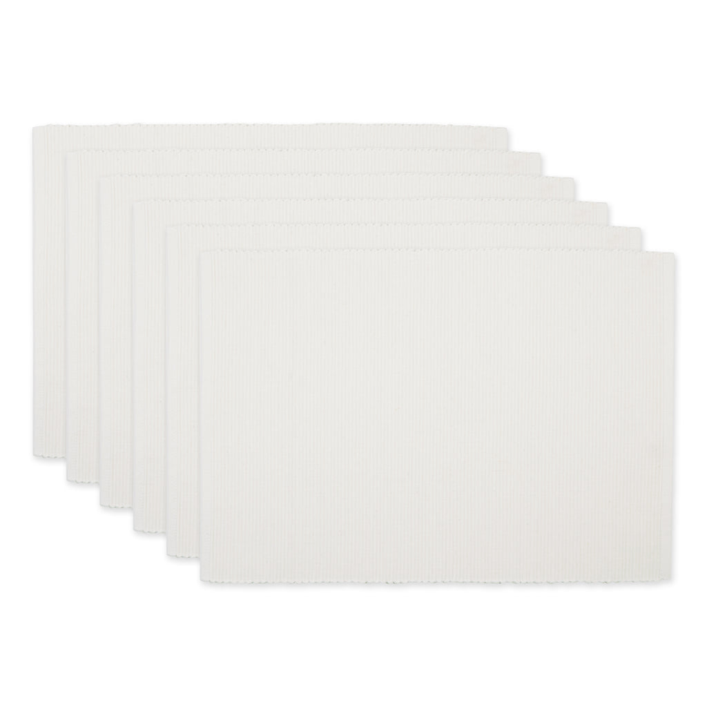 Off-White Ribbed Placemat Set of 6