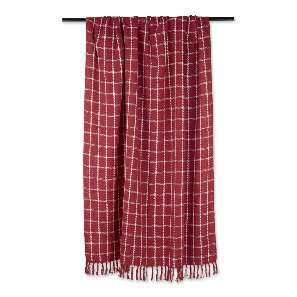 Barn Red Checked Plaid Throw Blanket