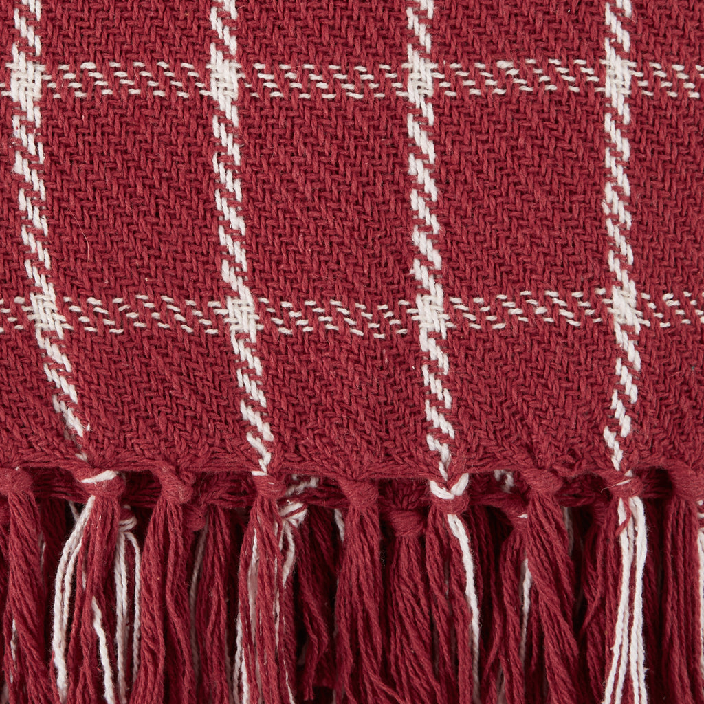 Barn Red Checked Plaid Throw Blanket
