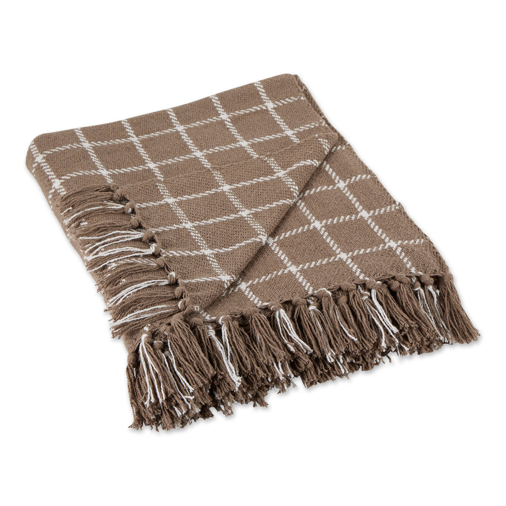 Brown Checked Plaid Throw Blanket