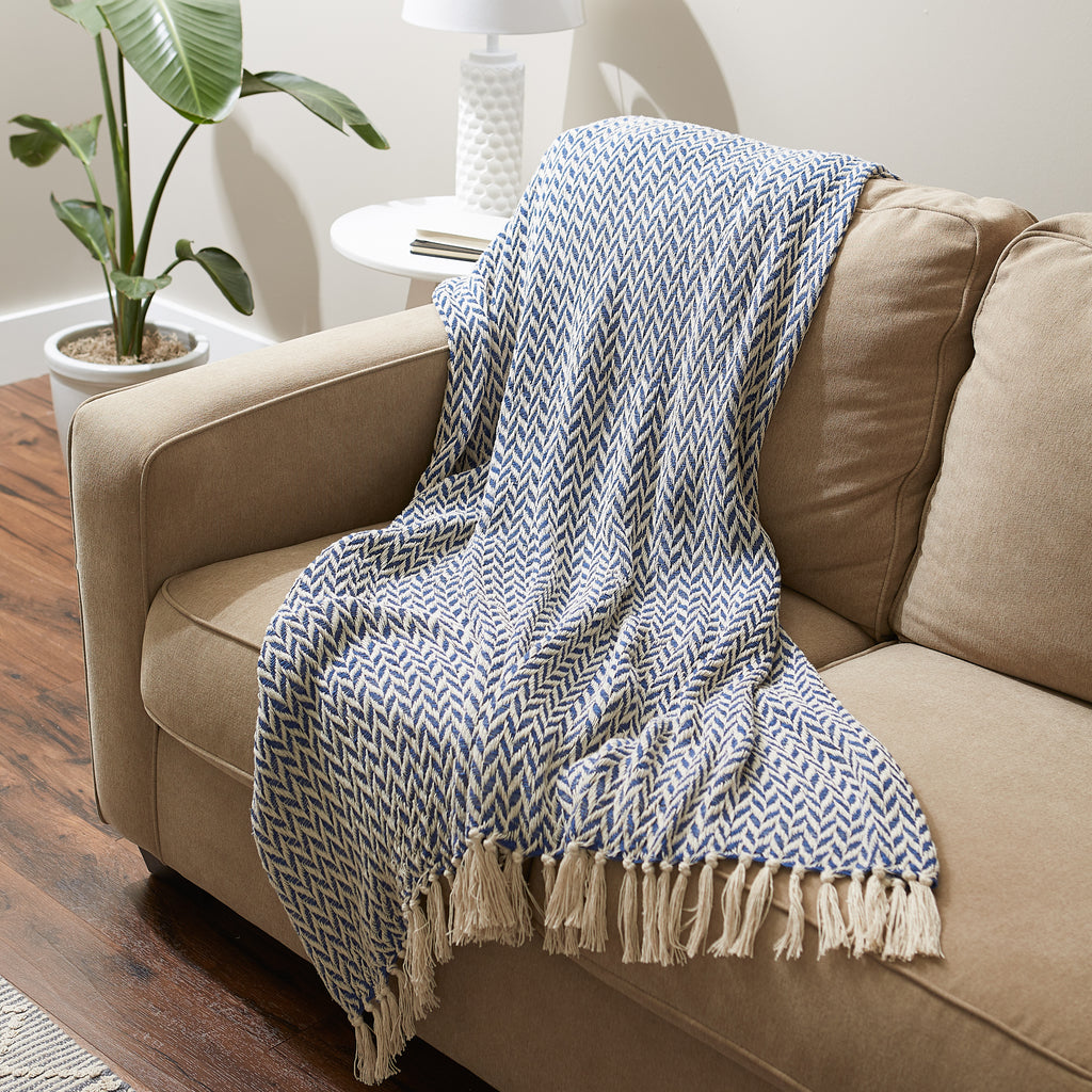 French Blue Zig-Zag Throw