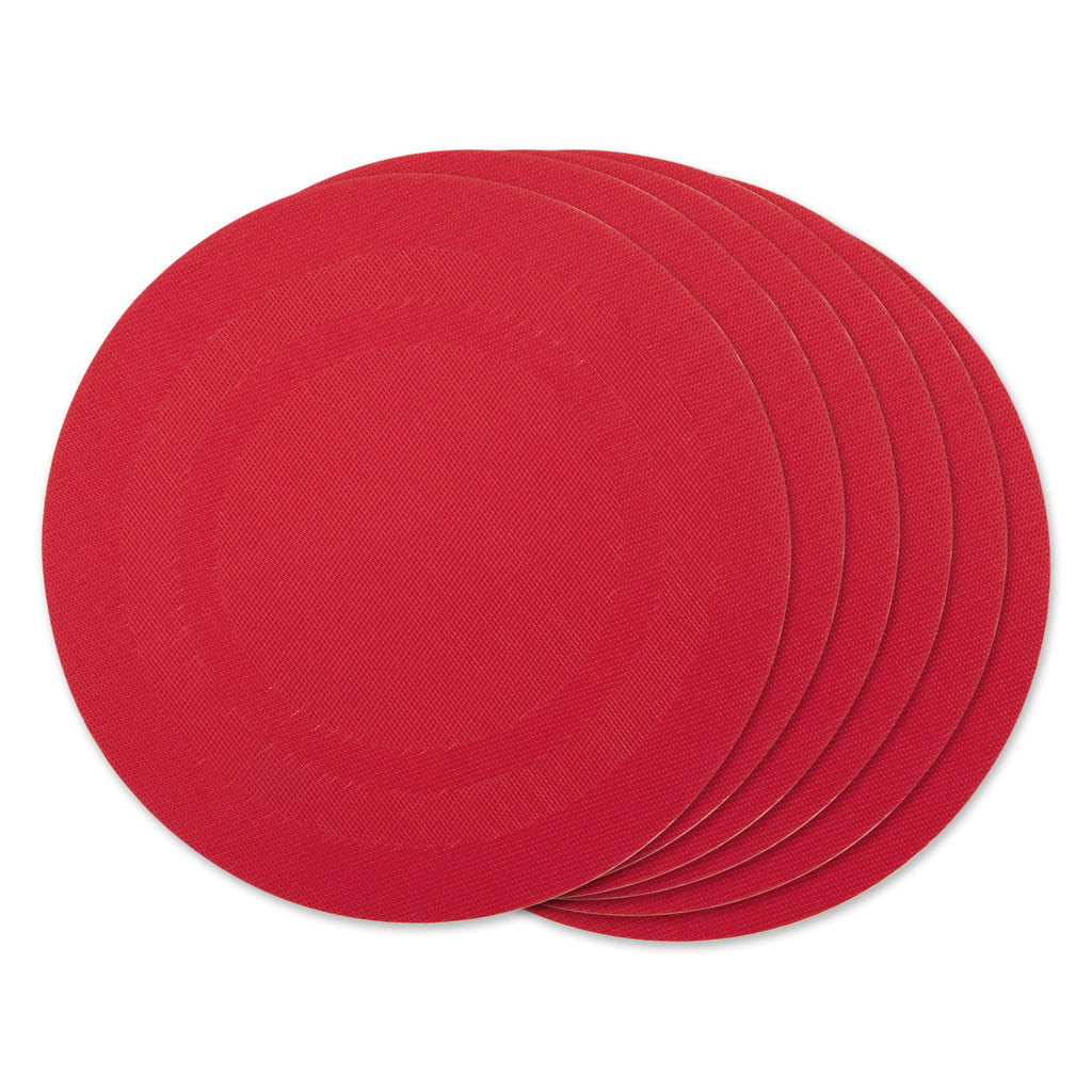Tango Red Round Pvc Doubleframe Placemat Set of 6