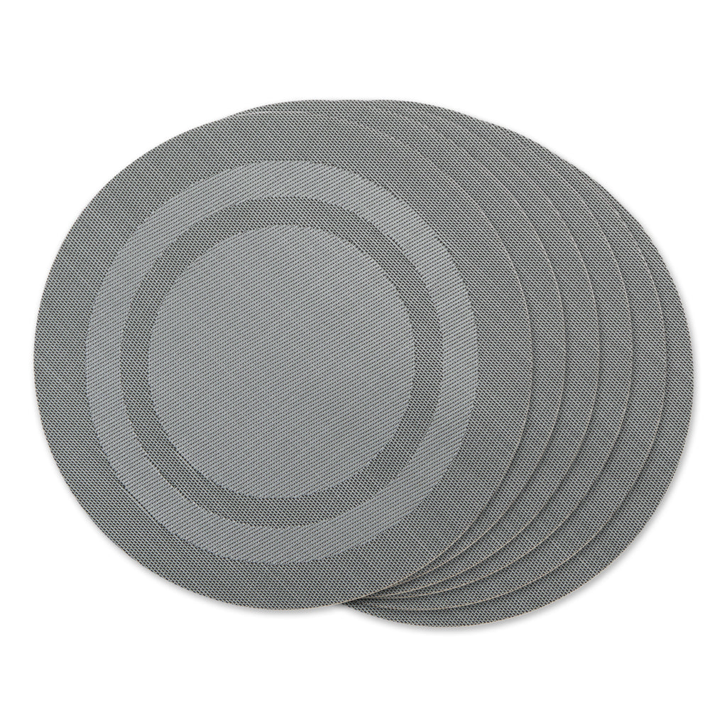 Gray Round Pvc Doubleframe Placemat Set of 6