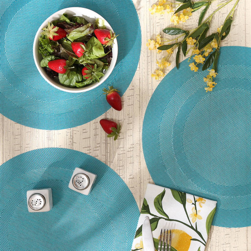 Teal Round Doubleframe Placemat Set of 6