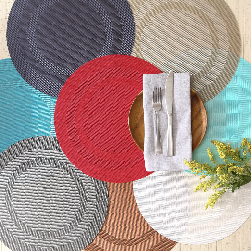 White Round Pvc Doubleframe Placemat Set of 6