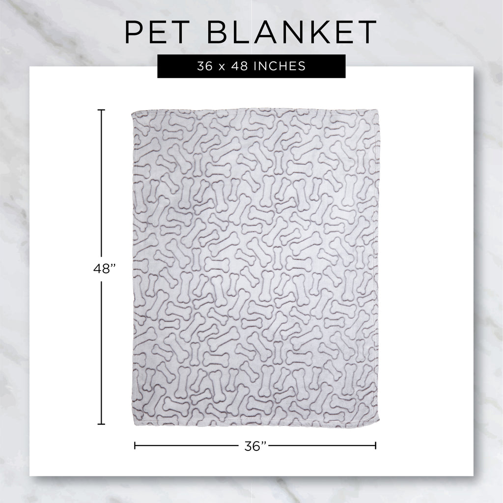 Black Embossed Bone Print Pet Blanket