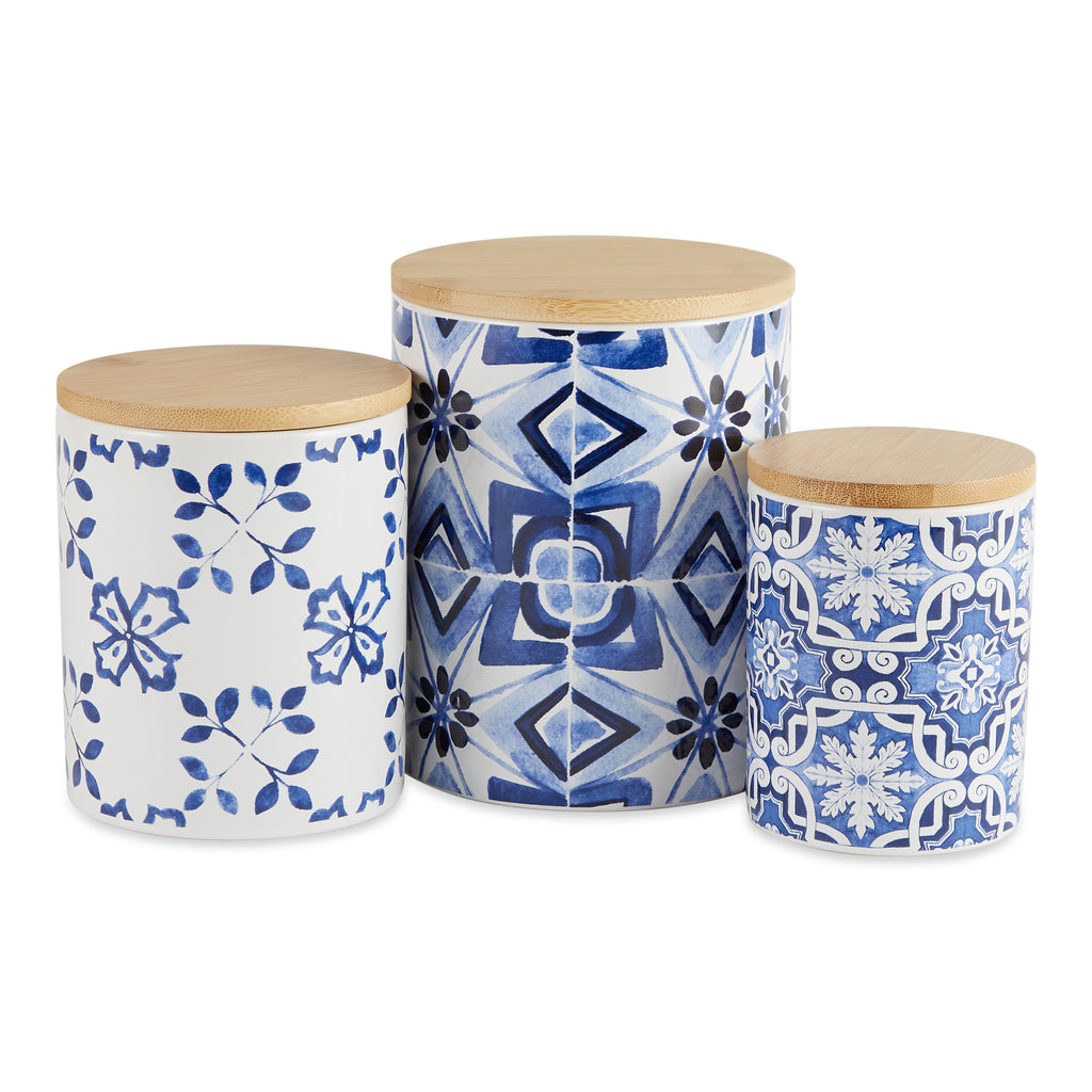 Blue Tile Ceramic Canister set of 3