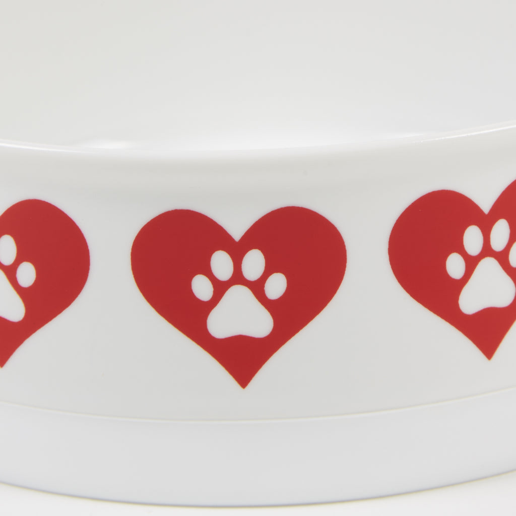 Pet Bowl Heart Paw Small 4.25Dx2H Set of 2