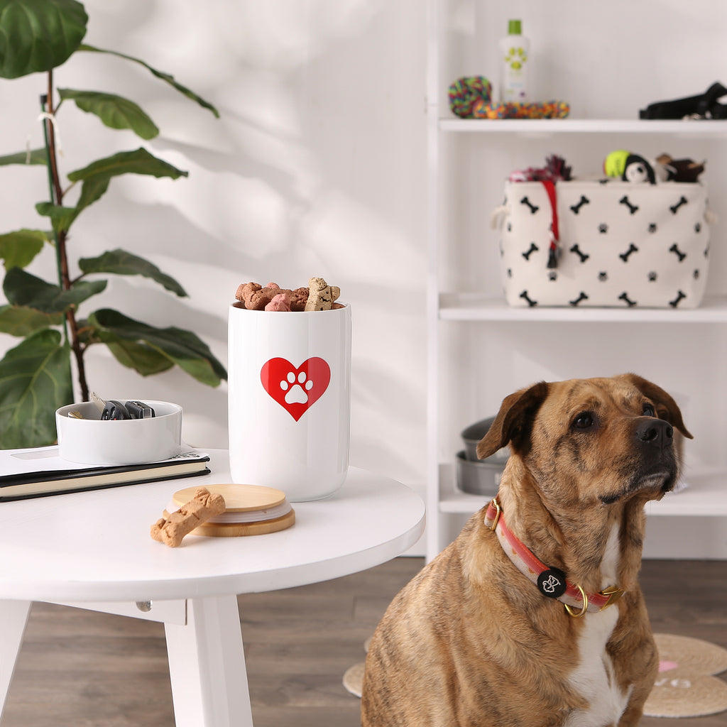 Heart Paw Ceramic Treat Canister