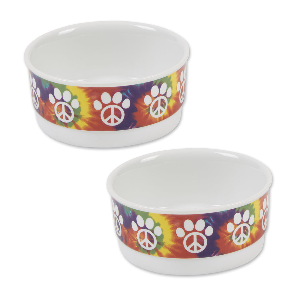 Pet Bowl Peace Paw Small 4.25Dx2H Set of 2