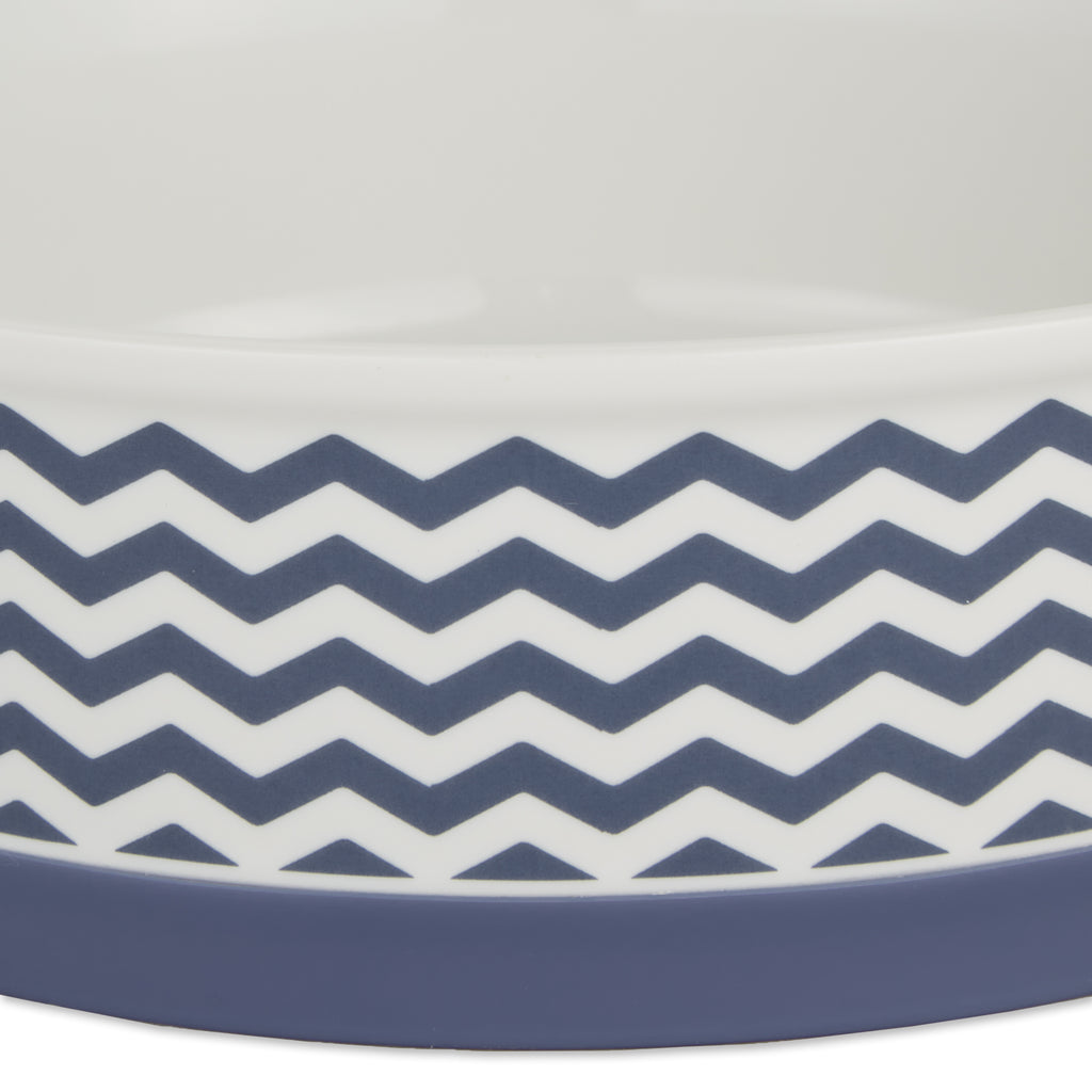 Pet Bowl Chevron French Blue Small 4.25Dx2H Set of 2
