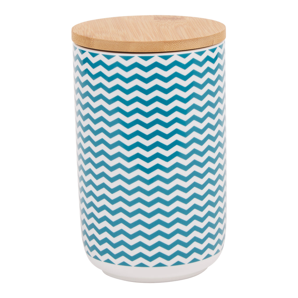 Teal Chevron Ceramic Treat Canister