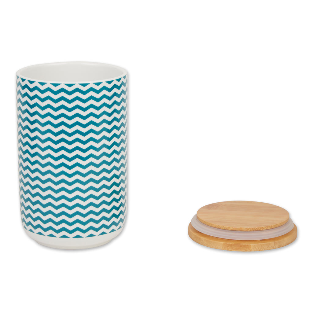 Teal Chevron Ceramic Treat Canister
