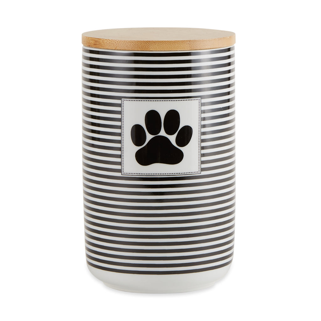 Black Stripe With Paw Patch Ceramic Treat Canister