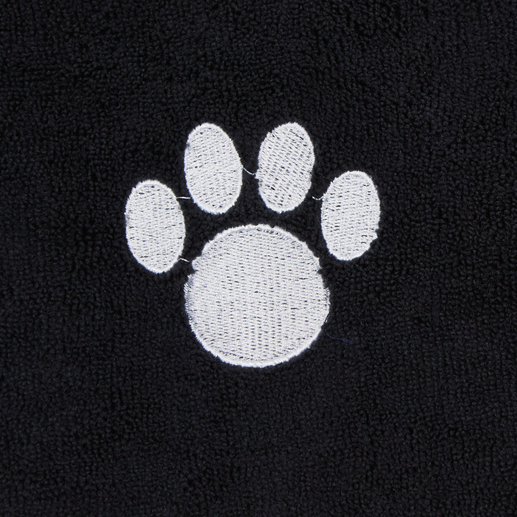 Black Embroidered Paw Medium Pet Robe