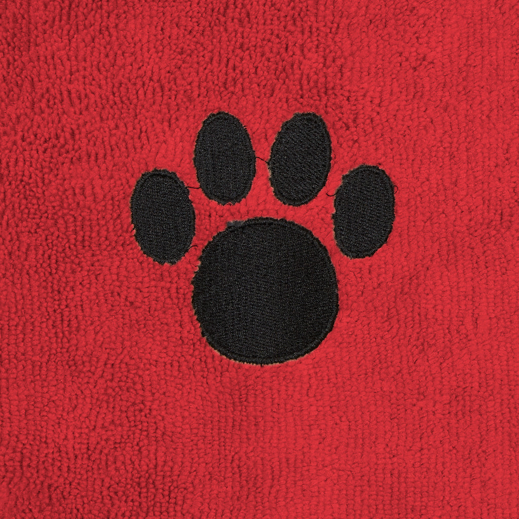 Red Embroidered Paw Medium Pet Robe