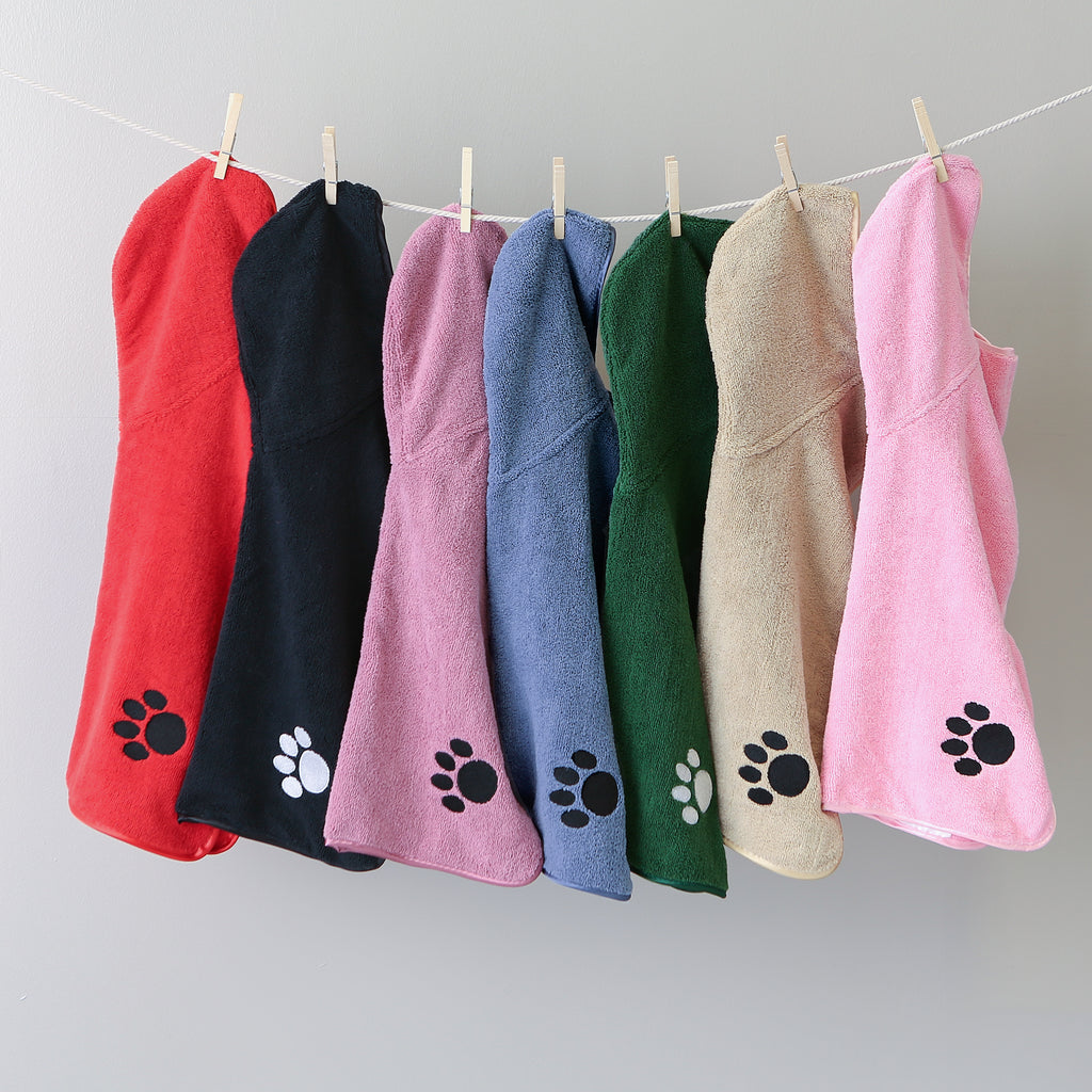 Red Embroidered Paw Medium Pet Robe