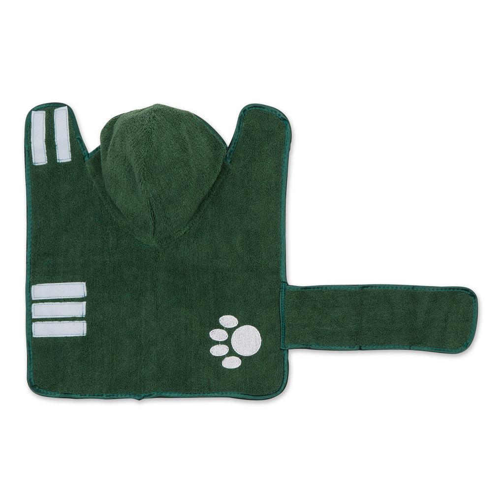 Hunter Green Embroidered Paw X-Small Pet Robe