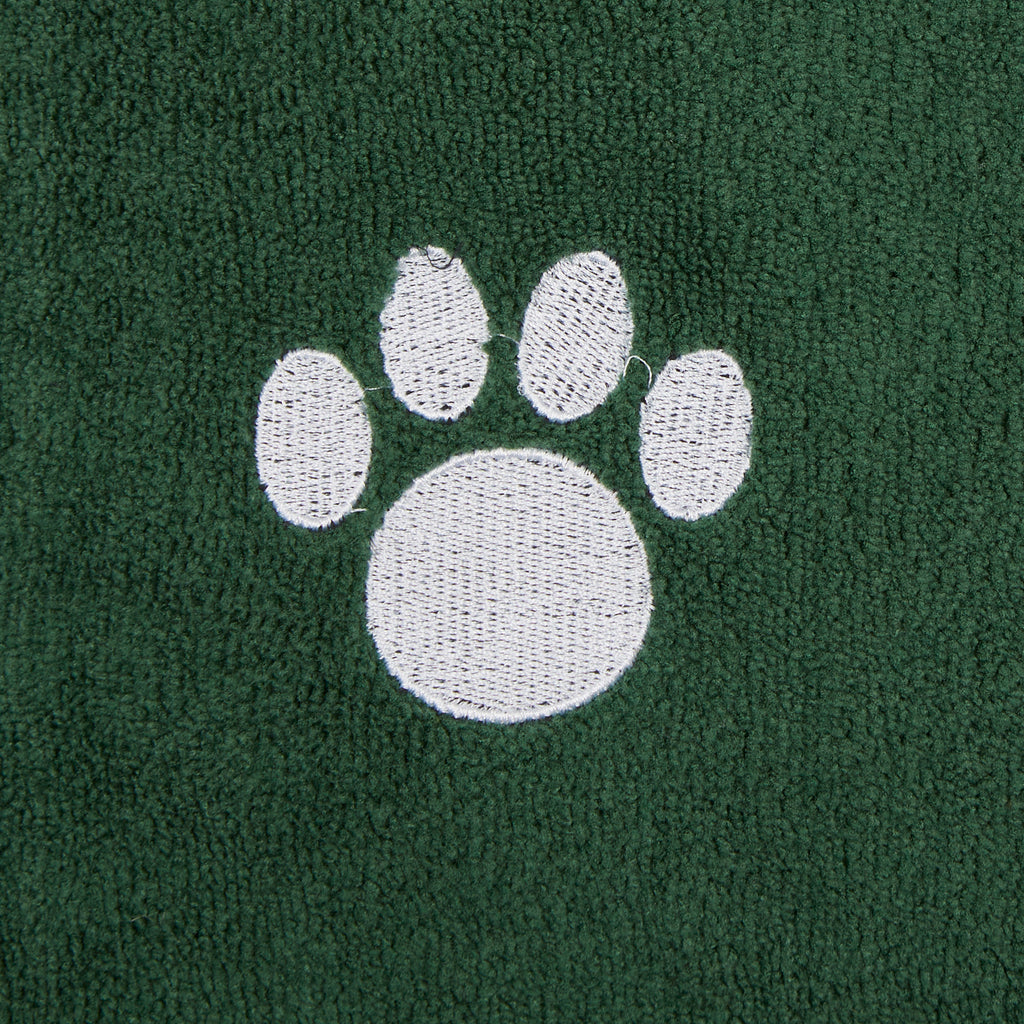 Hunter Green Embroidered Paw Medium Pet Robe