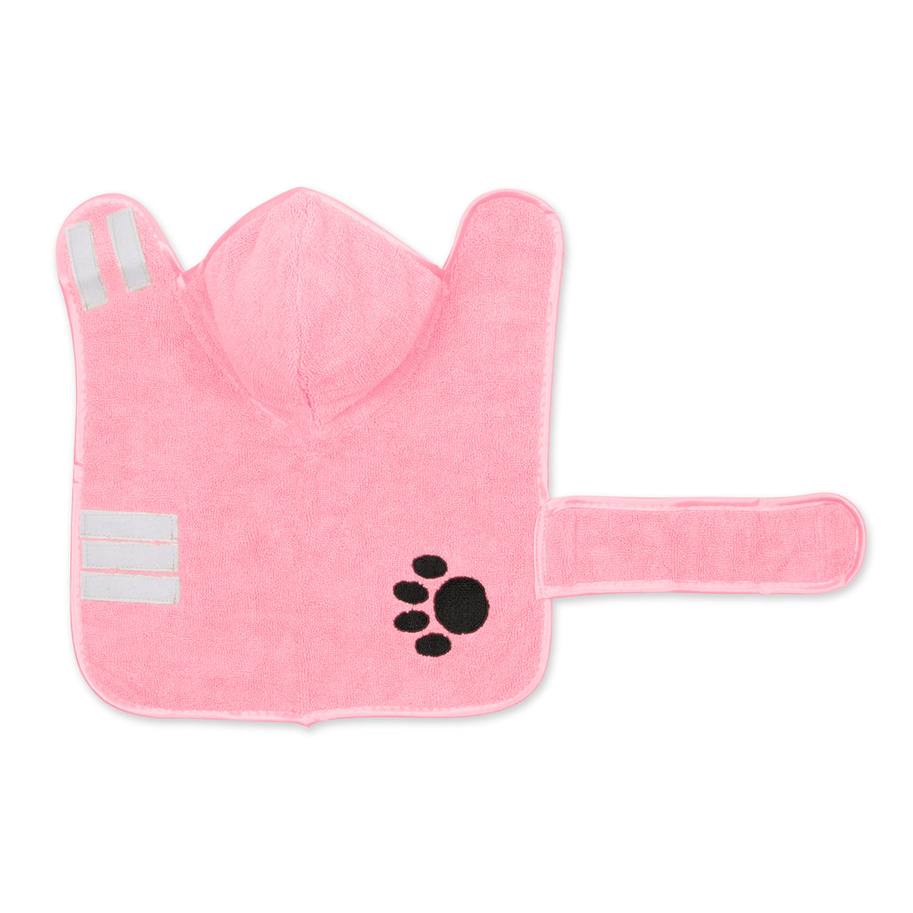 Pink Embroidered Paw X-Small Pet Robe