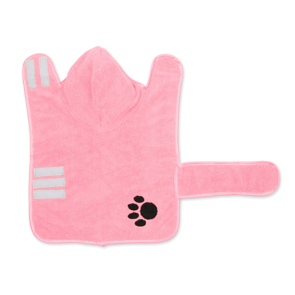 Pink Embroidered Paw Small Pet Robe