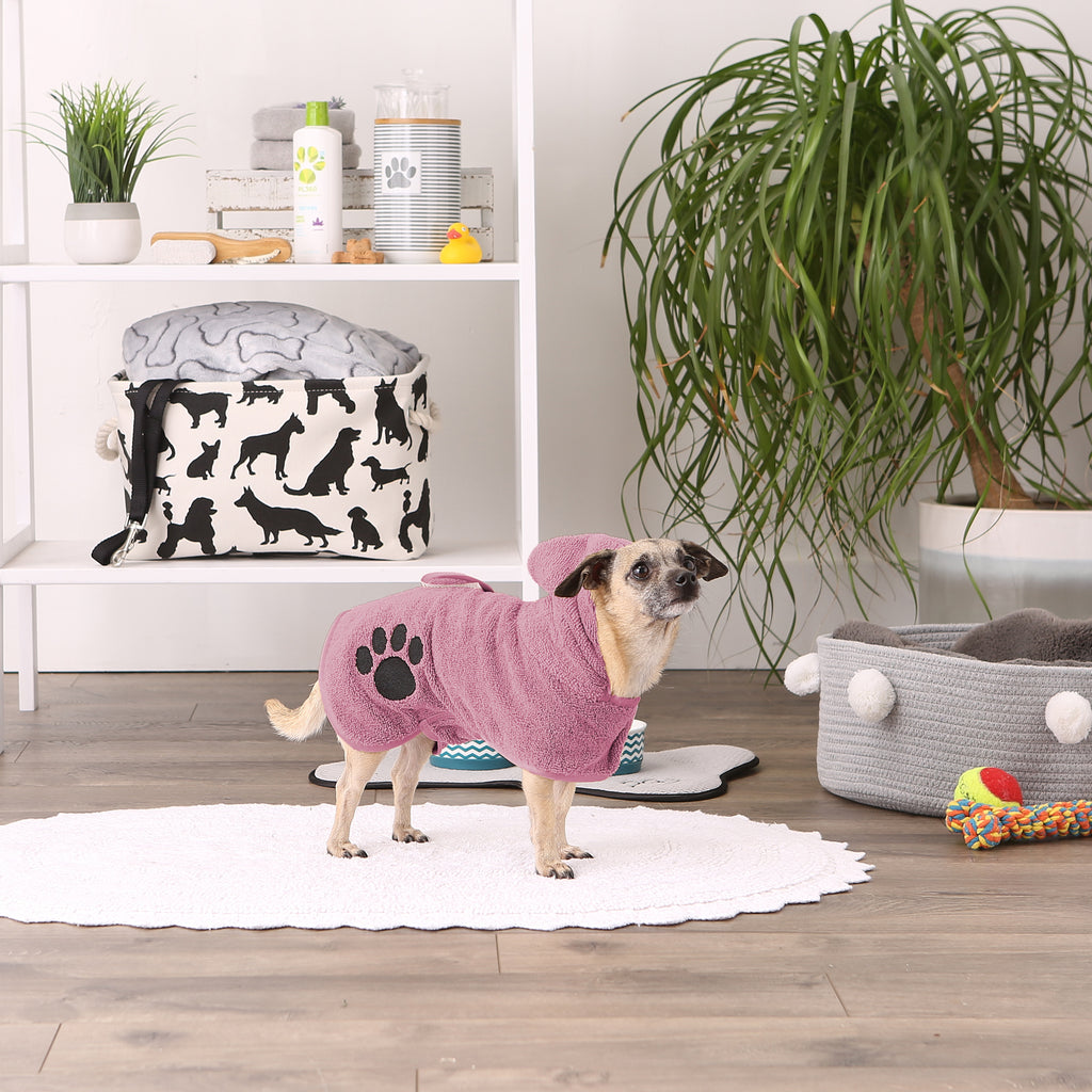 Rose Embroidered Paw X-Small Pet Robe