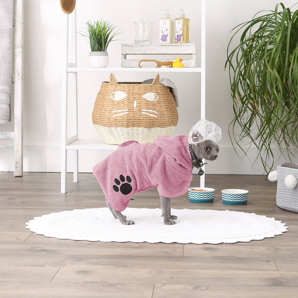 Rose Embroidered Paw Small Pet Robe