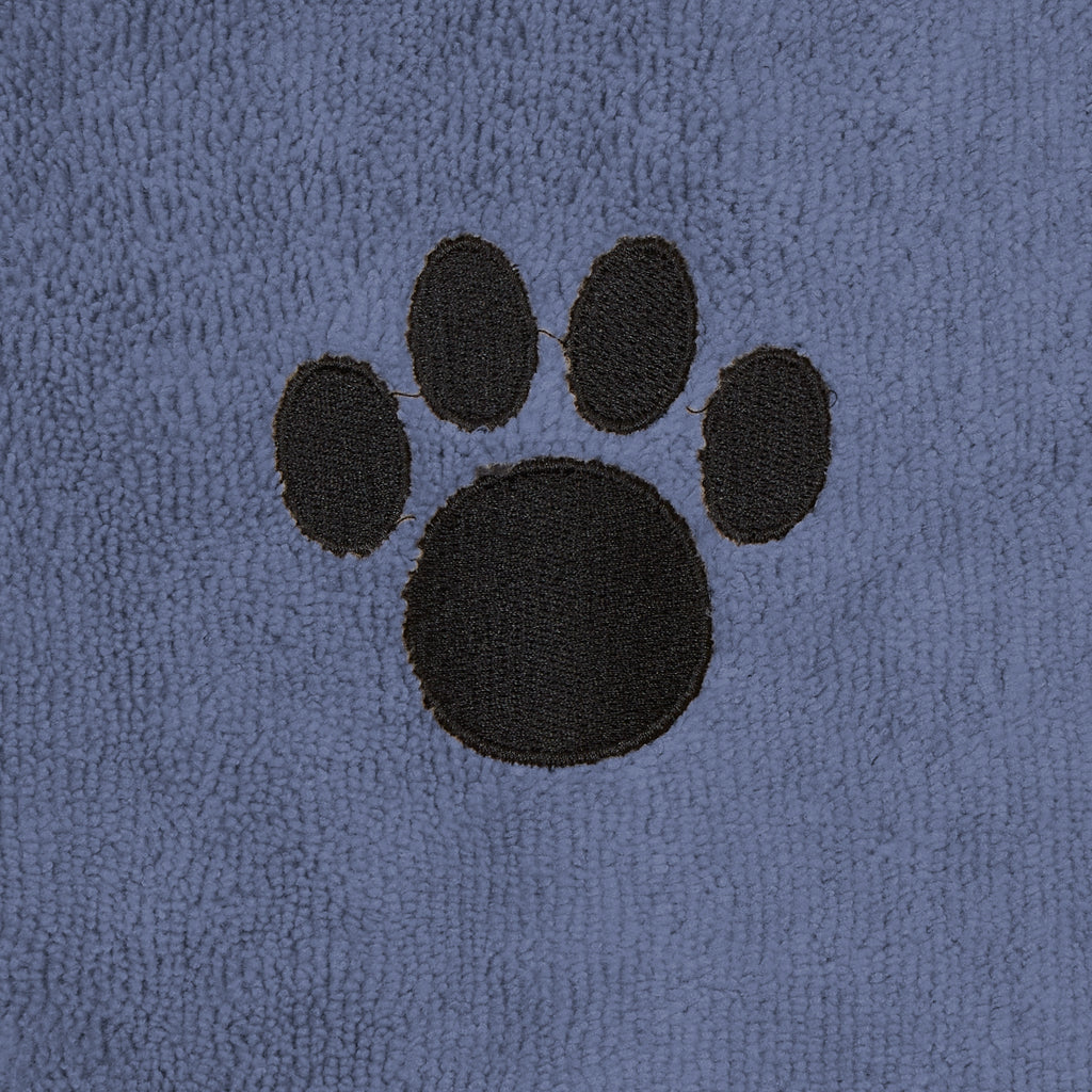 Stonewash Blue Embroidered Paw Small Pet Robe