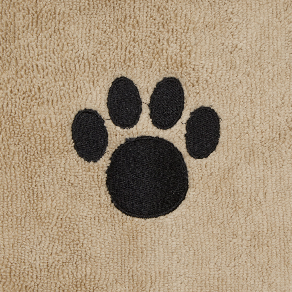 Taupe Embroidered Paw X-Small Pet Robe