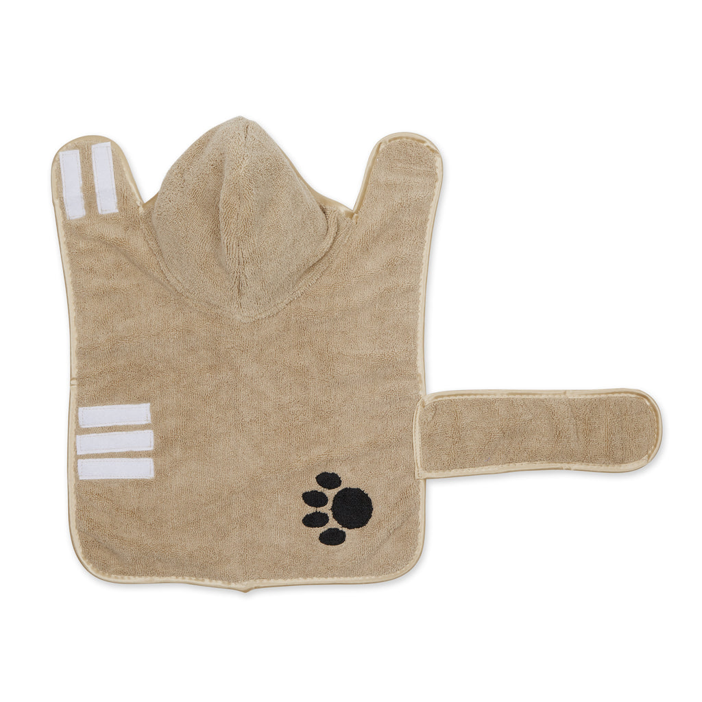 Taupe Embroidered Paw Small Pet Robe