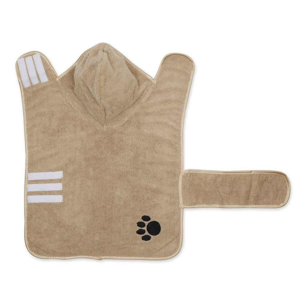 Taupe Embroidered Paw Medium Pet Robe