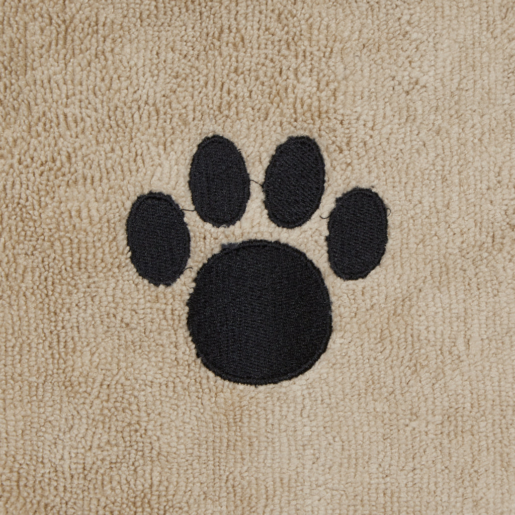 Taupe Embroidered Paw Medium Pet Robe