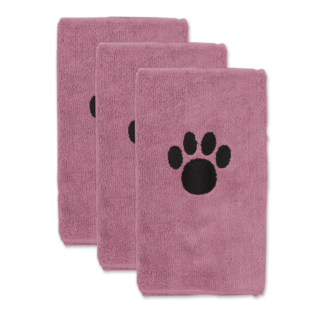 Rose Embroidered Paw Small Pet Towel Set of 3