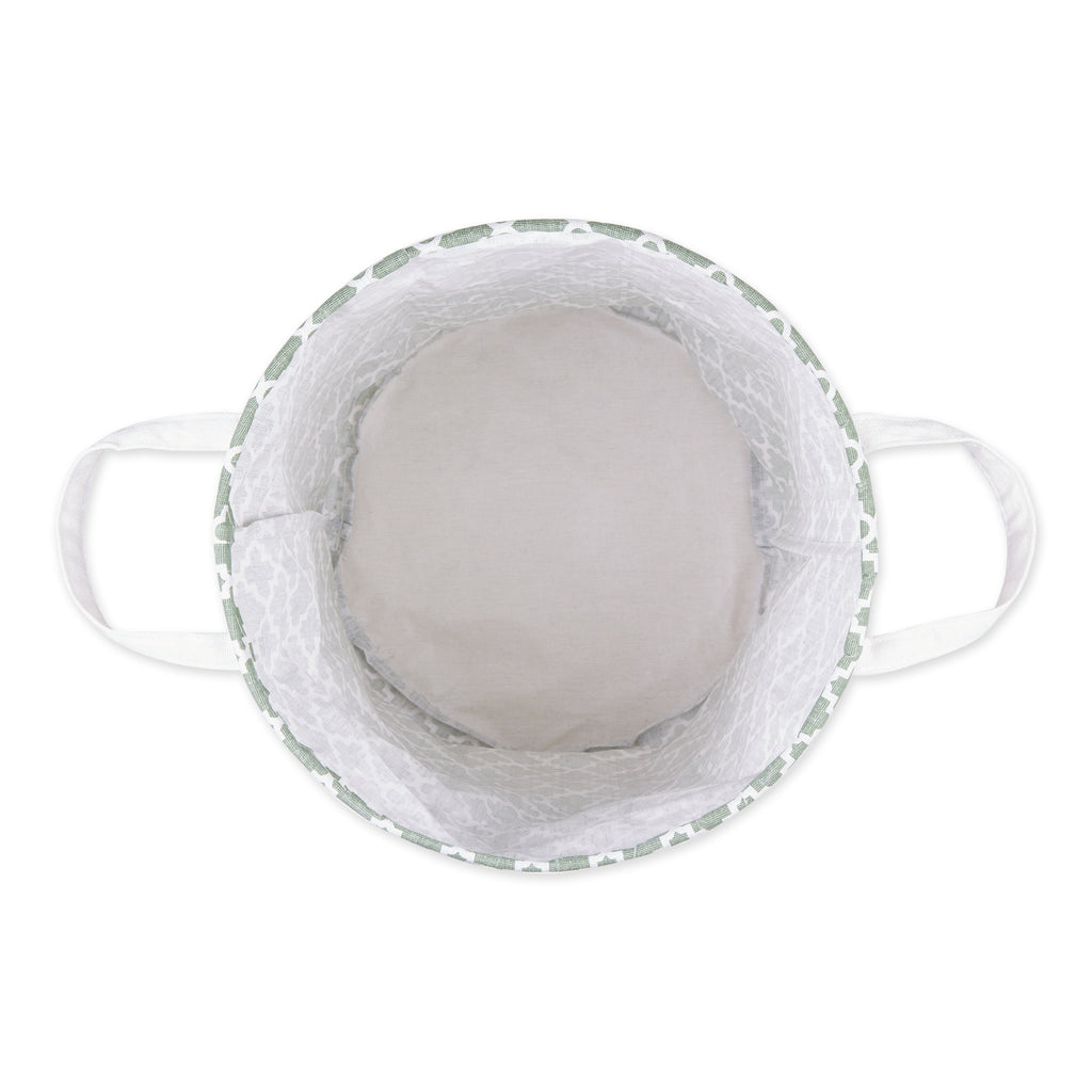 PE Coated Cotton/Poly Laundry Hamper Lattice Artichoke Green Round 13.5X13.5X20