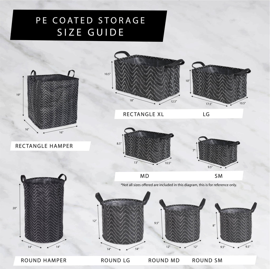 PE Coated Cotton/Poly Laundry Hamper Stripe Black Round 13.75X13.75X20
