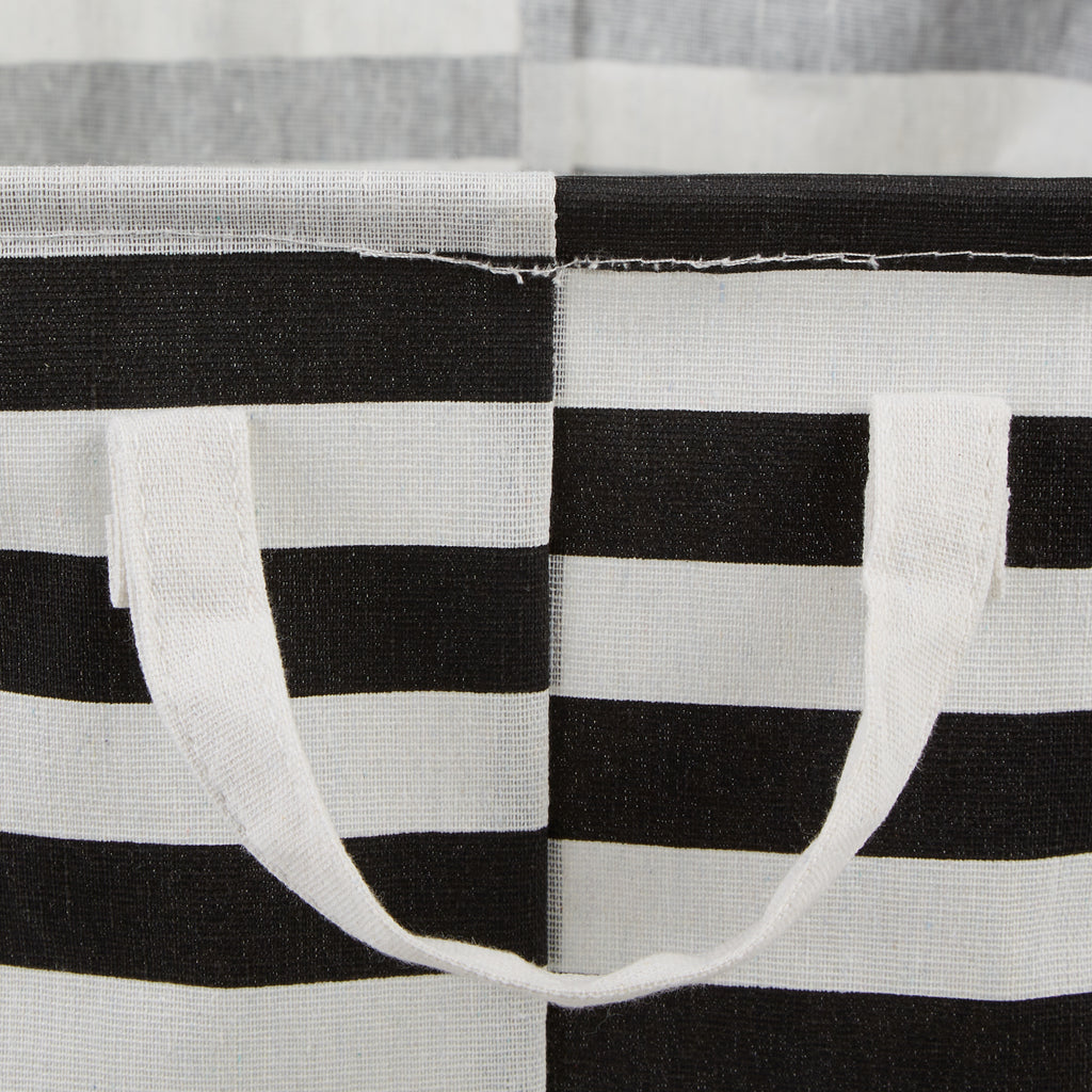 PE Coated Cotton/Poly Laundry Bin Stripe Blackrectangle Extra Large 12.5X17.5X10.5 Set Of 2