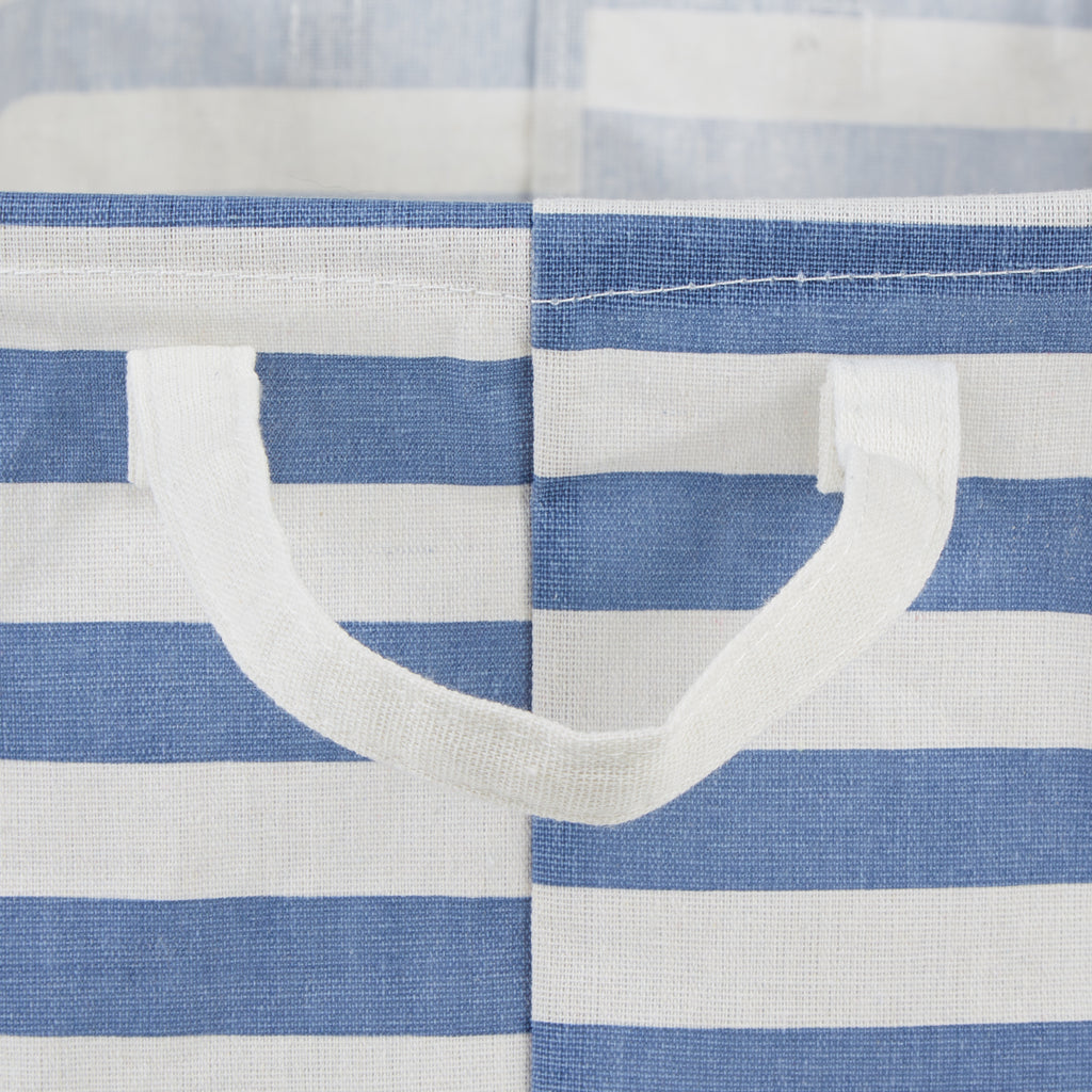PE Coated Cotton/Poly Laundry Bin Stripe French Blue Rectangle Large 10.5X17.5X10 Set Of 2