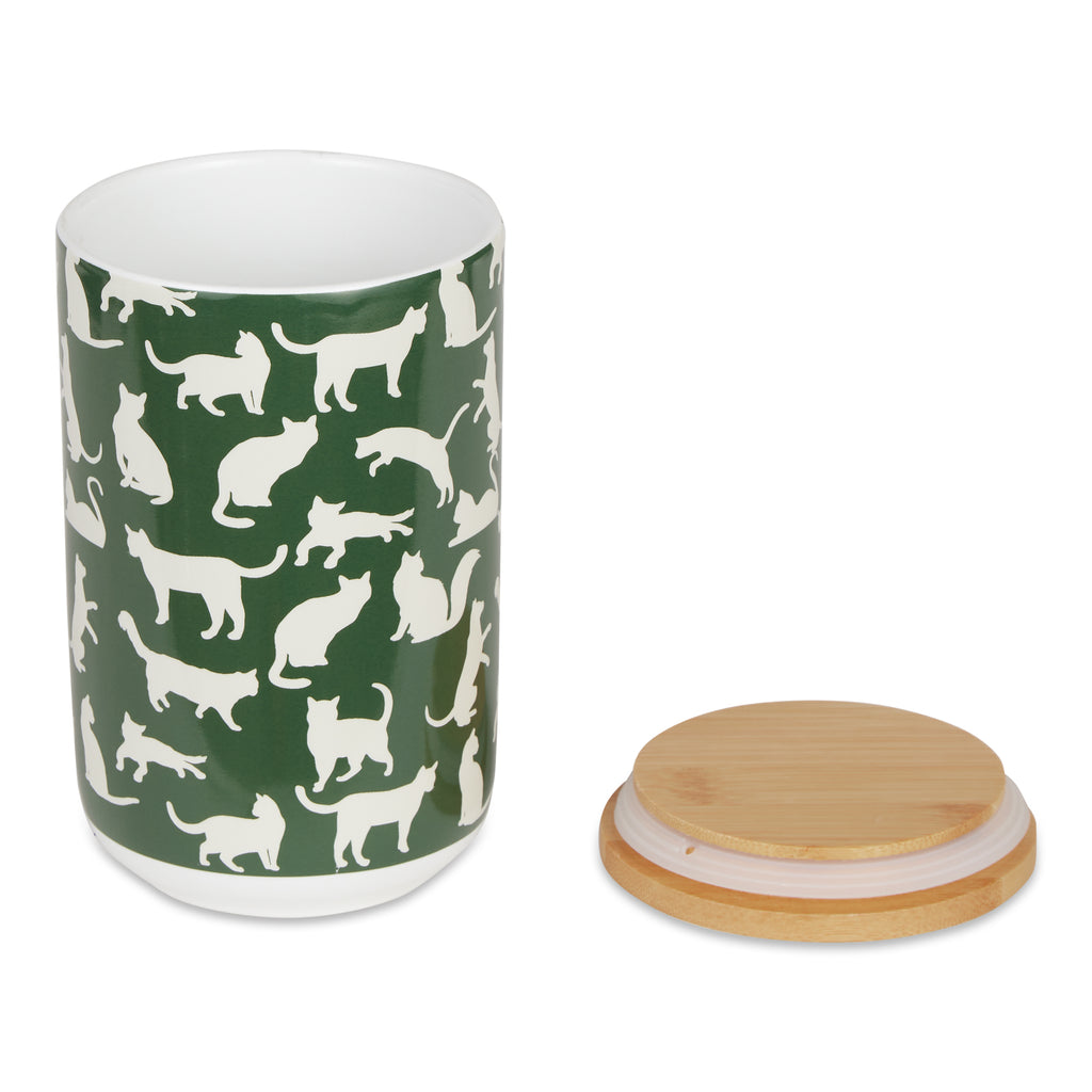 Cats Meow Ceramic Hunter Green Treat Canister