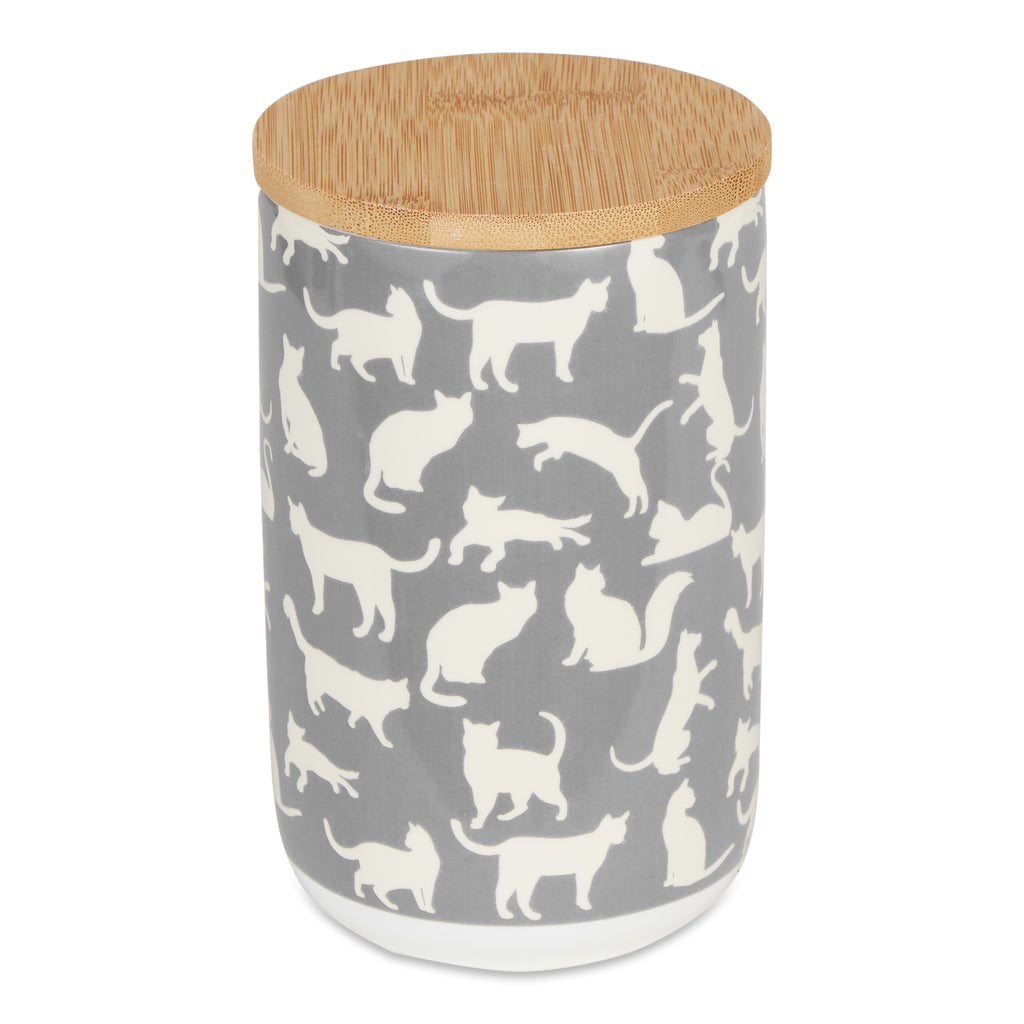 Cats Meow Ceramic Gray Treat Canister