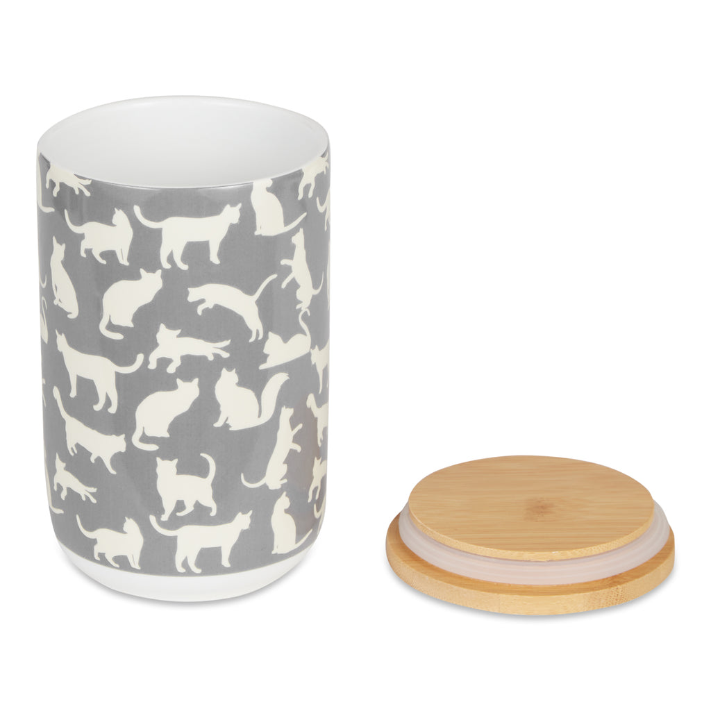 Cats Meow Ceramic Gray Treat Canister