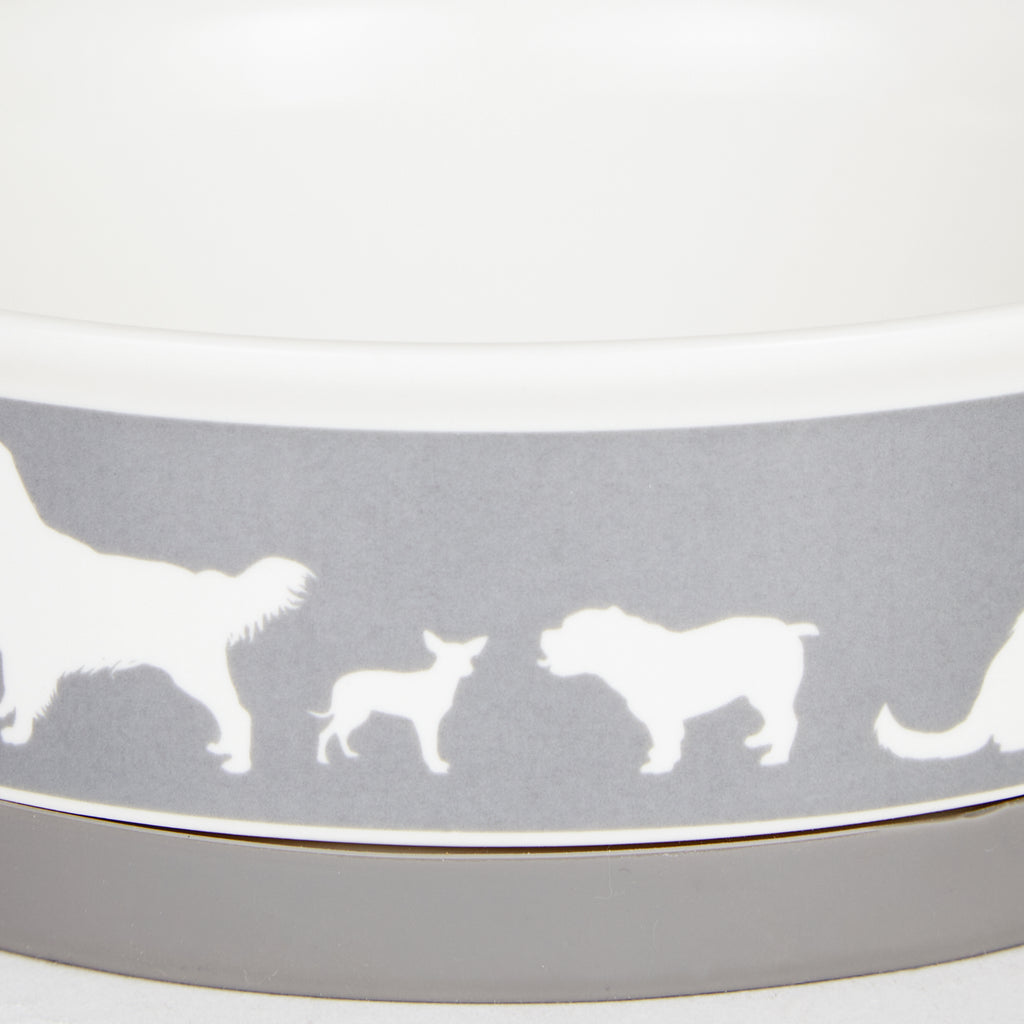 Pet Bowl Dog Show Gray Large 7.5Dx2.4H Set of 2