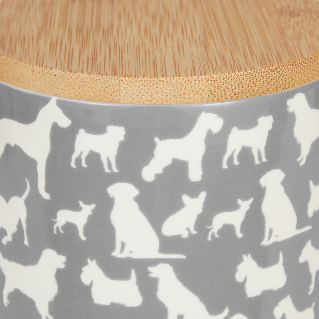 Dog Show Gray Ceramic Treat Canister