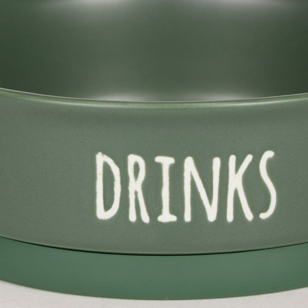 Pet Bowl Dinner And Drinks Hunter Green Small 4.25Dx2H Set of 2