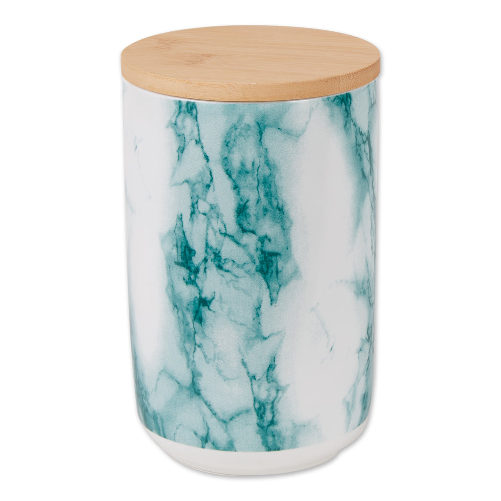Teal Marble Ceramic Treat Canister