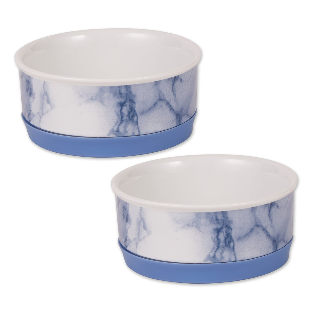 Pet Bowl Blue Marble Small 4.25Dx2H Set of 2